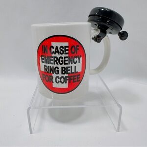 White Mug with Bell and Red Emergency Design from Dave & Busters Black Bike Bell